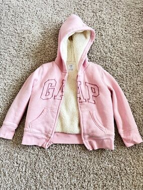 GAP Light Pink Sherpa-Lined Zip Hoodie